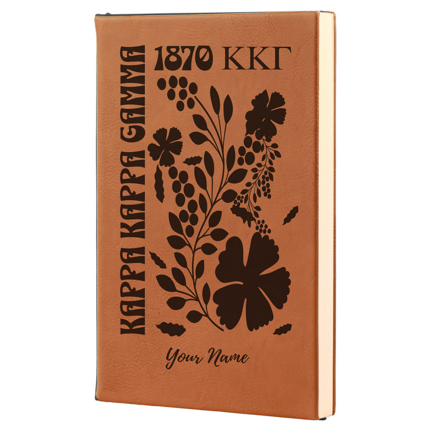 Kappa Kappa Gamma Personalized Leatherette Notebook - Retro Floral