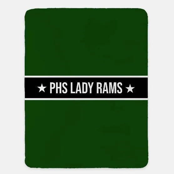 Pennridge Women's Soccer XL 60x80 Sherpa Blanket - Center Band Green Black Throw Blankets