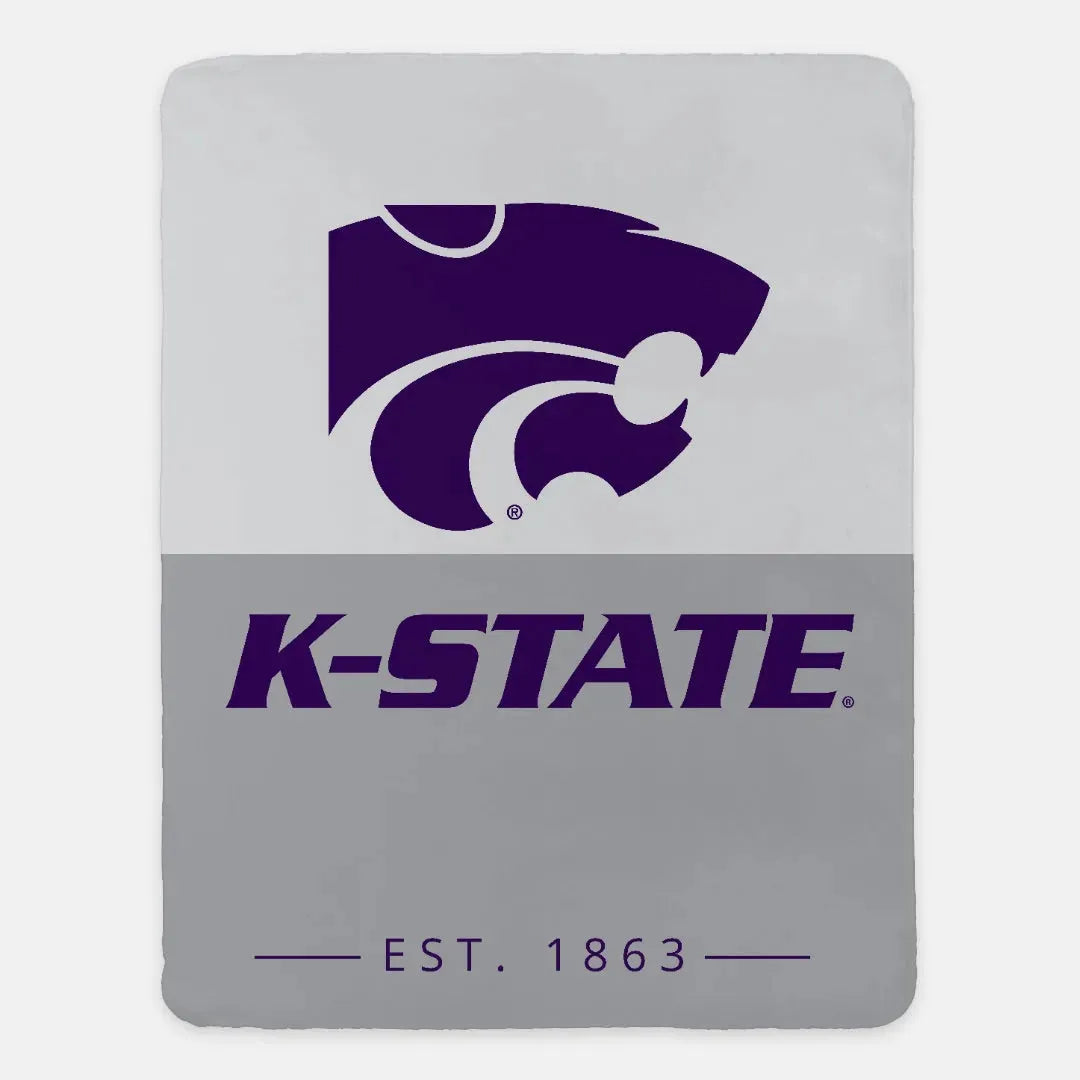 Kansas State University XL 60x80 Sherpa Blanket - Color Block Throw Blankets