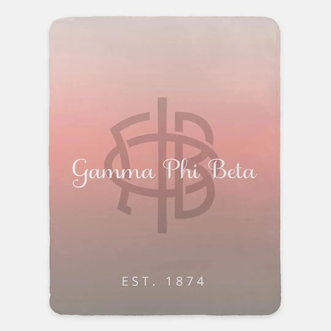 Gamma Phi Beta XL 60x80 Sherpa Throw Blanket - Gradient Throw Blankets