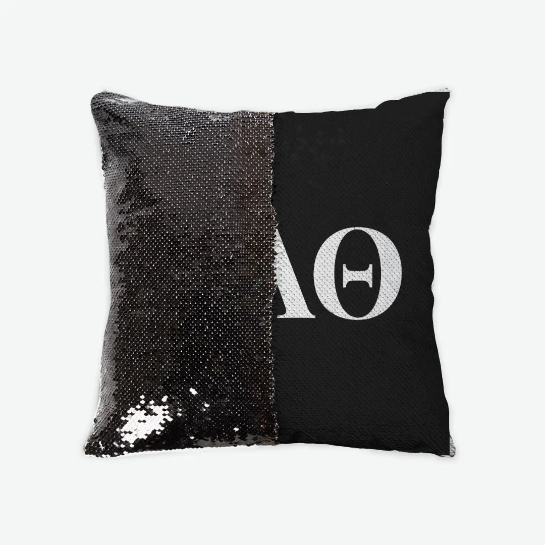 Kappa Alpha Theta Sequin Pillow Cover - Black | Big & Little Gifts | Campus Greek Fit