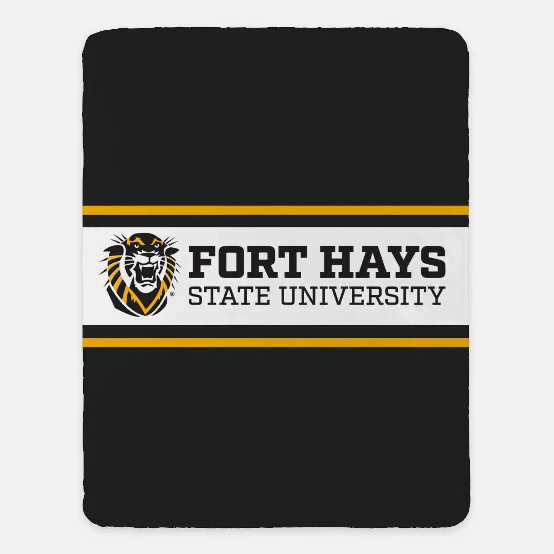 Fort Hays State University XL 60x80 Traditional Sherpa Throw Blanket Throw Blankets