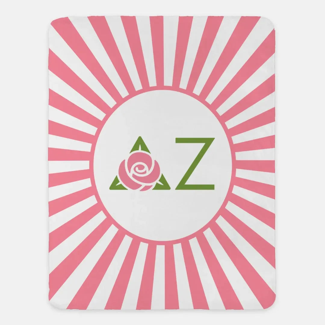 Delta Zeta XL 60x80 Sherpa Blanket - Pink Starburst Throw Blankets