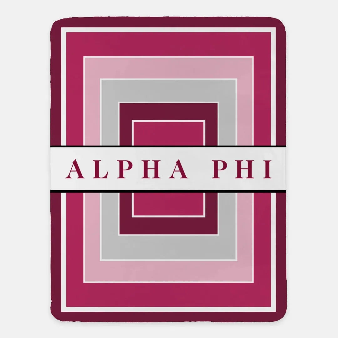Alpha Phi XL 60x80 Sherpa Throw Blanket - Geo Throw Blankets