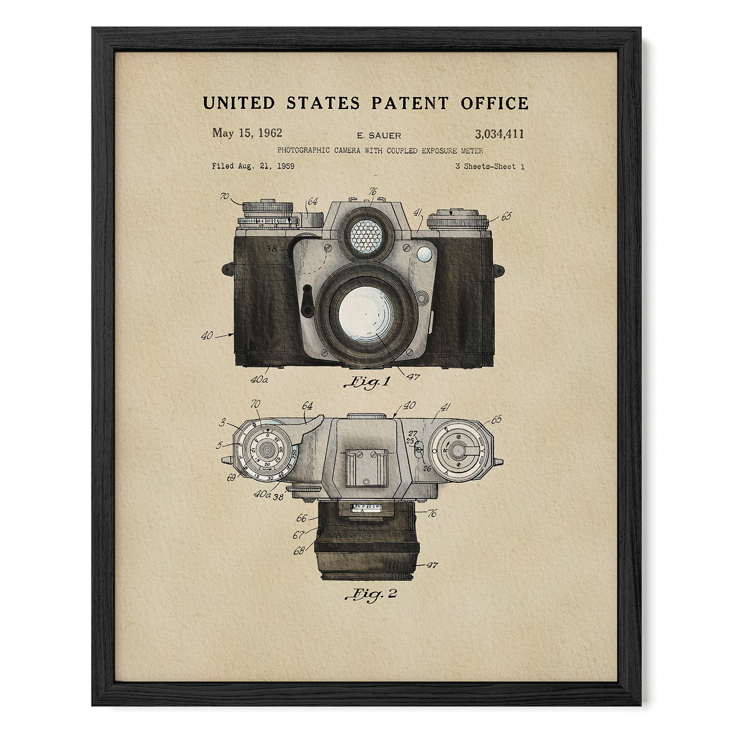 Modern Camera US Patent Wall Print | Dorm Decor | Wall Art