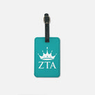 Zeta Tau Alpha Luggage Tag (Set of 2) - Turquoise with Crown | Travel Accessories | Festive Fit Home