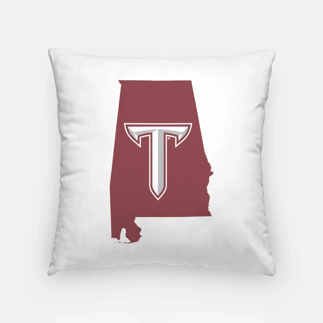 Troy University 18" White Throw Pillow Cover Alabama T Pillow Covers