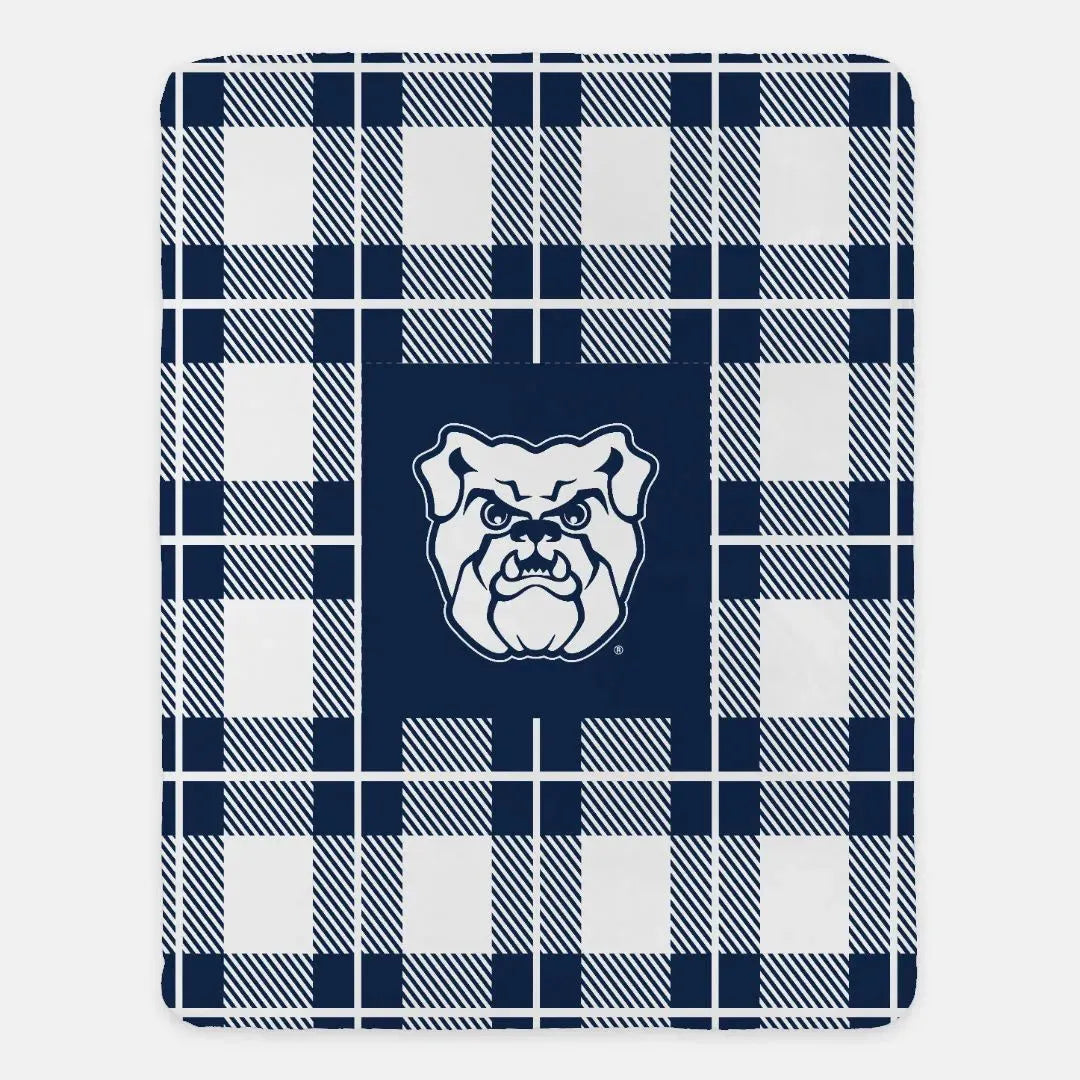 Butler University XL 60x80 Sherpa Blanket - Plaid Throw Blankets