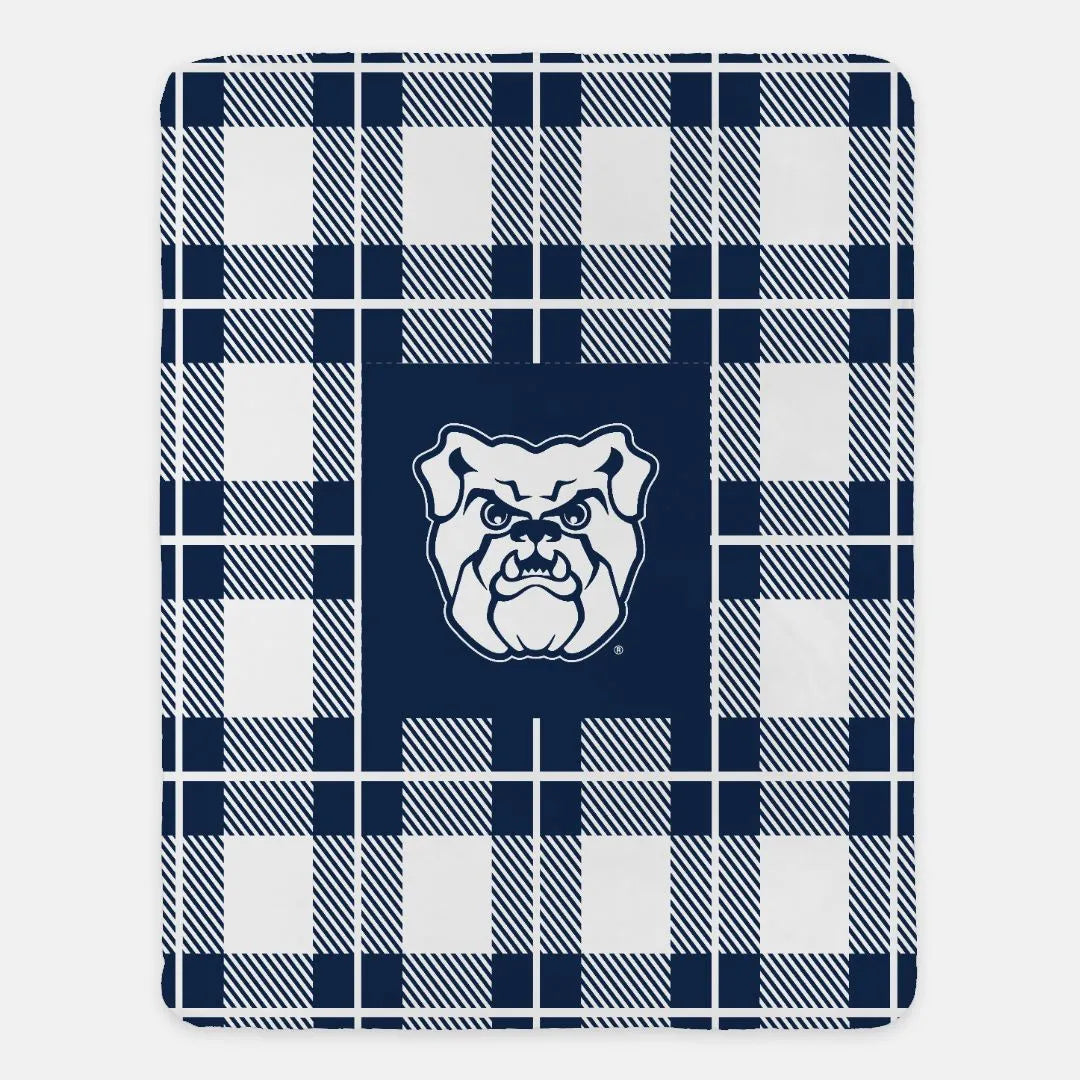 Butler University Plaid Sherpa Blanket - 60"x80" | Custom Gifts and Decor