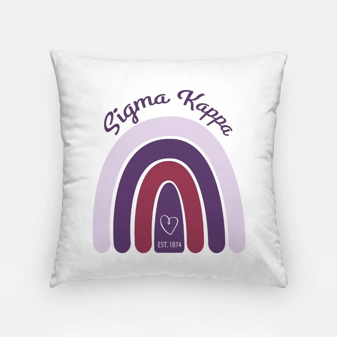 Sigma Kappa Throw Pillow Cover - Rainbow 18" | Official Merchandise | Gifts and Decor | Festive Fit Home