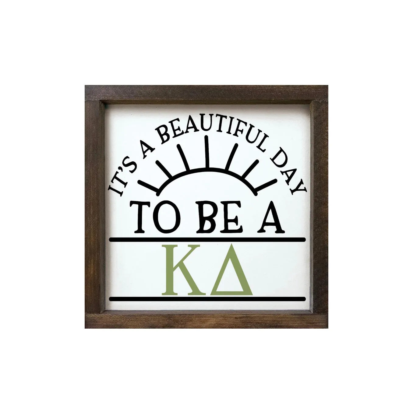 Kappa Delta 12x12 Wood Framed Sign - Beautiful Day Walnut Stain Wall Art & Signs