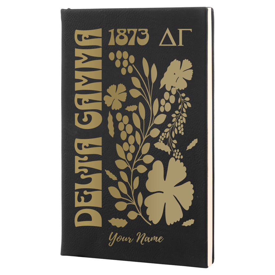 Delta Gamma Personalized Leatherette Notebook - Retro Floral | DG