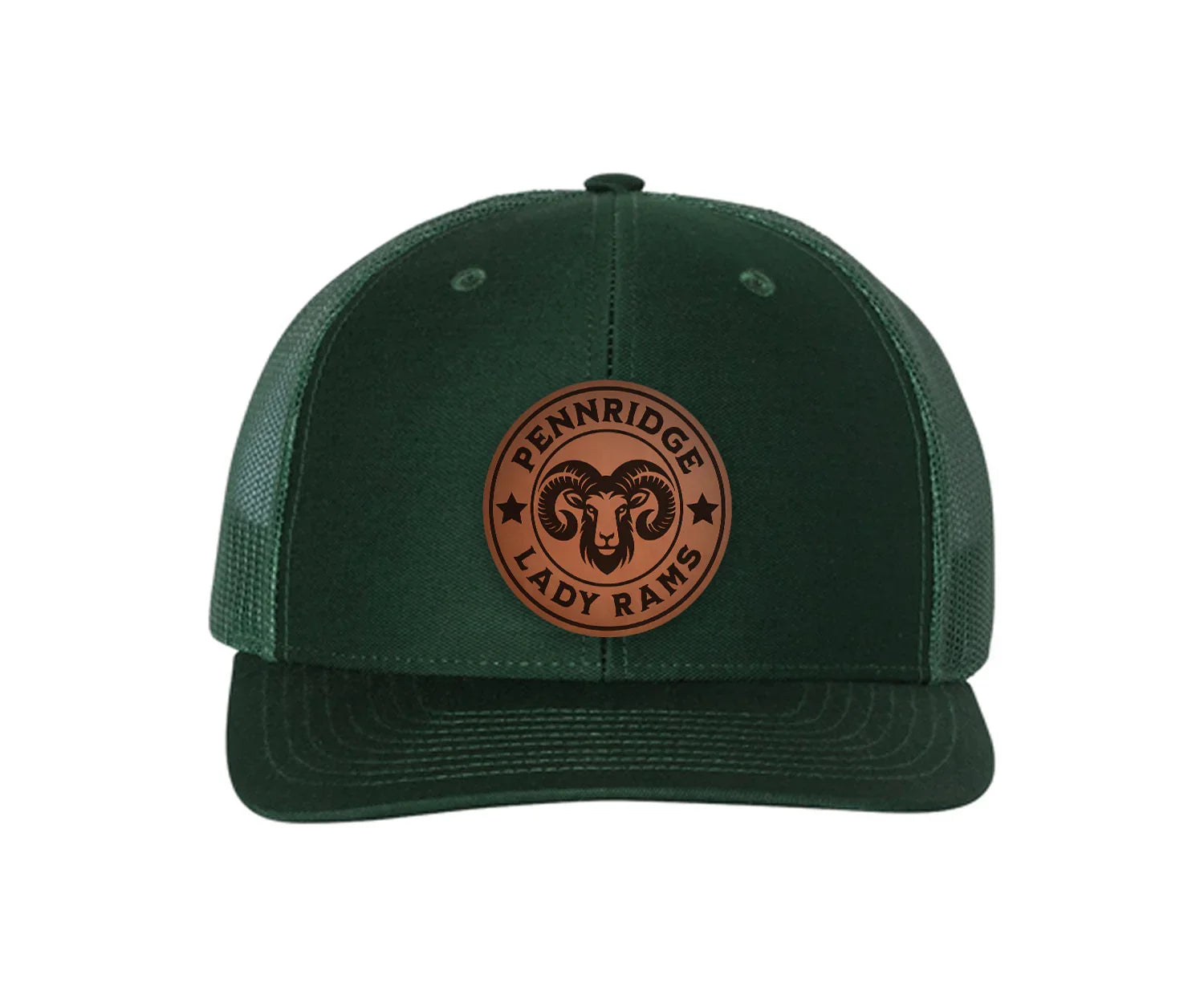 Pennridge Lady Rams Richardson 112 Leatherette Patch Trucker Hat Dark Green Trucker Hat