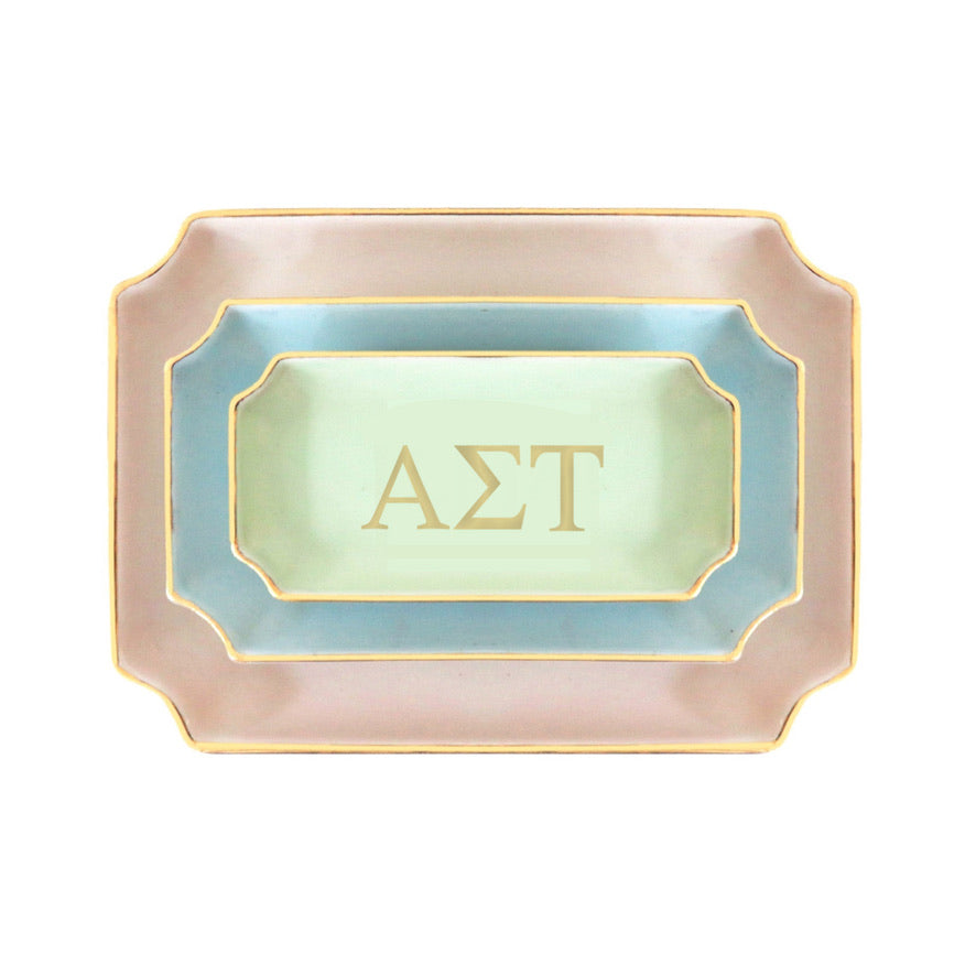 Alpha Sigma Tau Gold Monogram Decorative Tray | Big Little Gifts