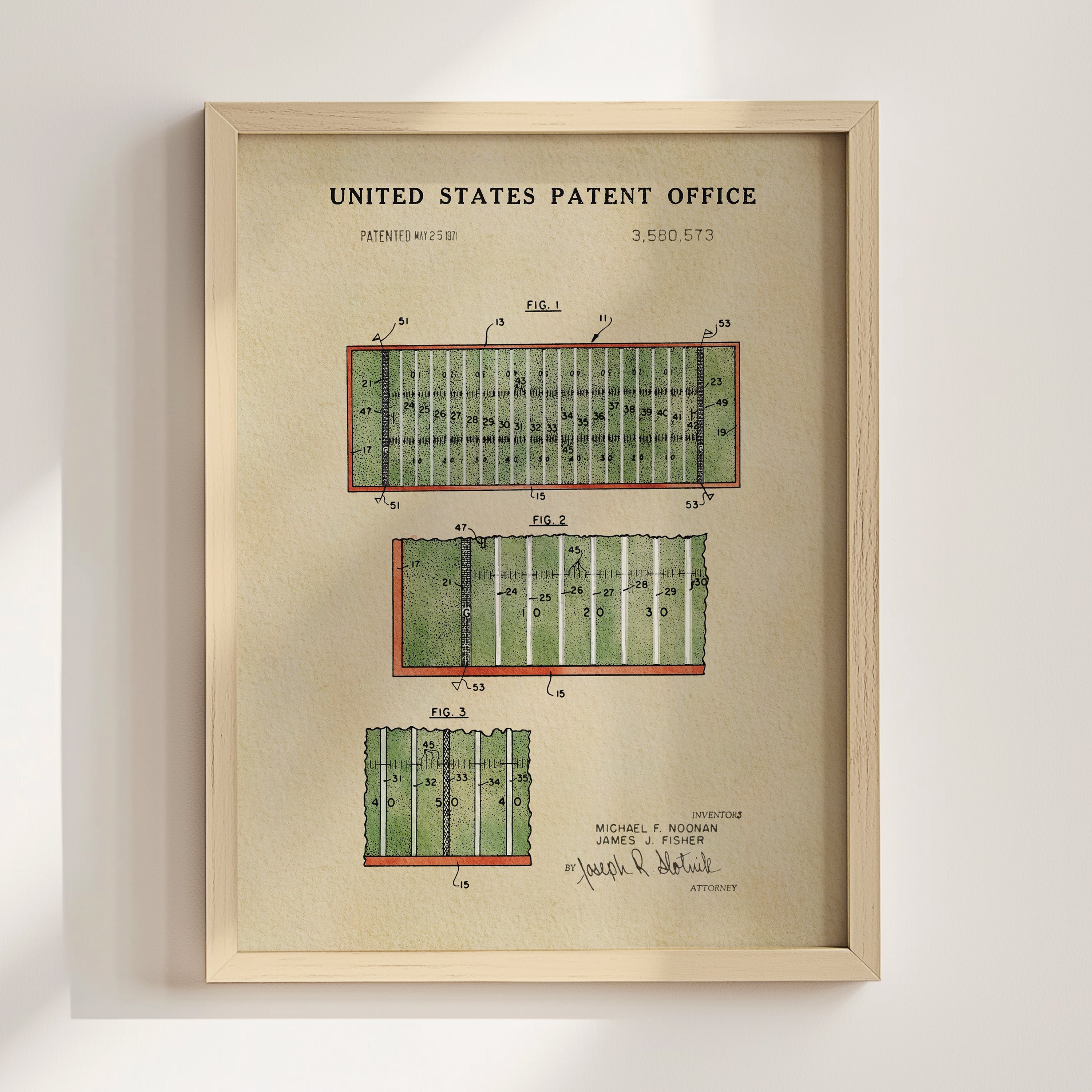 Football Field US Patent Art Print | Dorm Decor For Guys | Sports | Campus Greek Fit