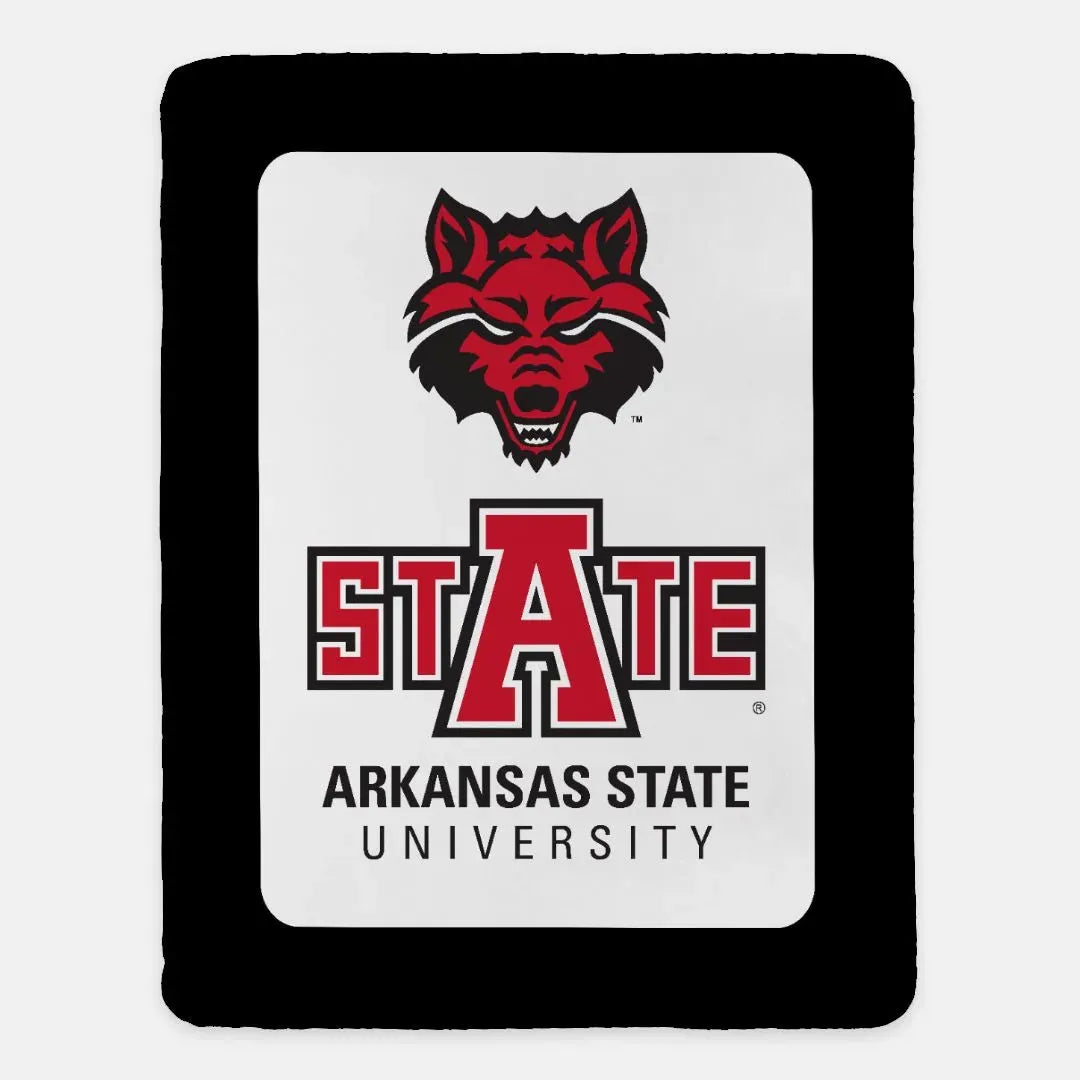 Arkansas State University XL 60x80 Wide Band Sherpa Blanket Throw Blankets
