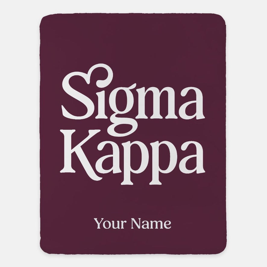 Personalized Sigma Kappa XL 60x80 Sherpa Throw Blanket | Sig Kap Gifts