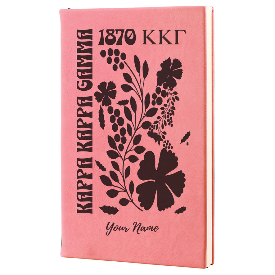 Kappa Kappa Gamma Personalized Leatherette Notebook - Retro Floral