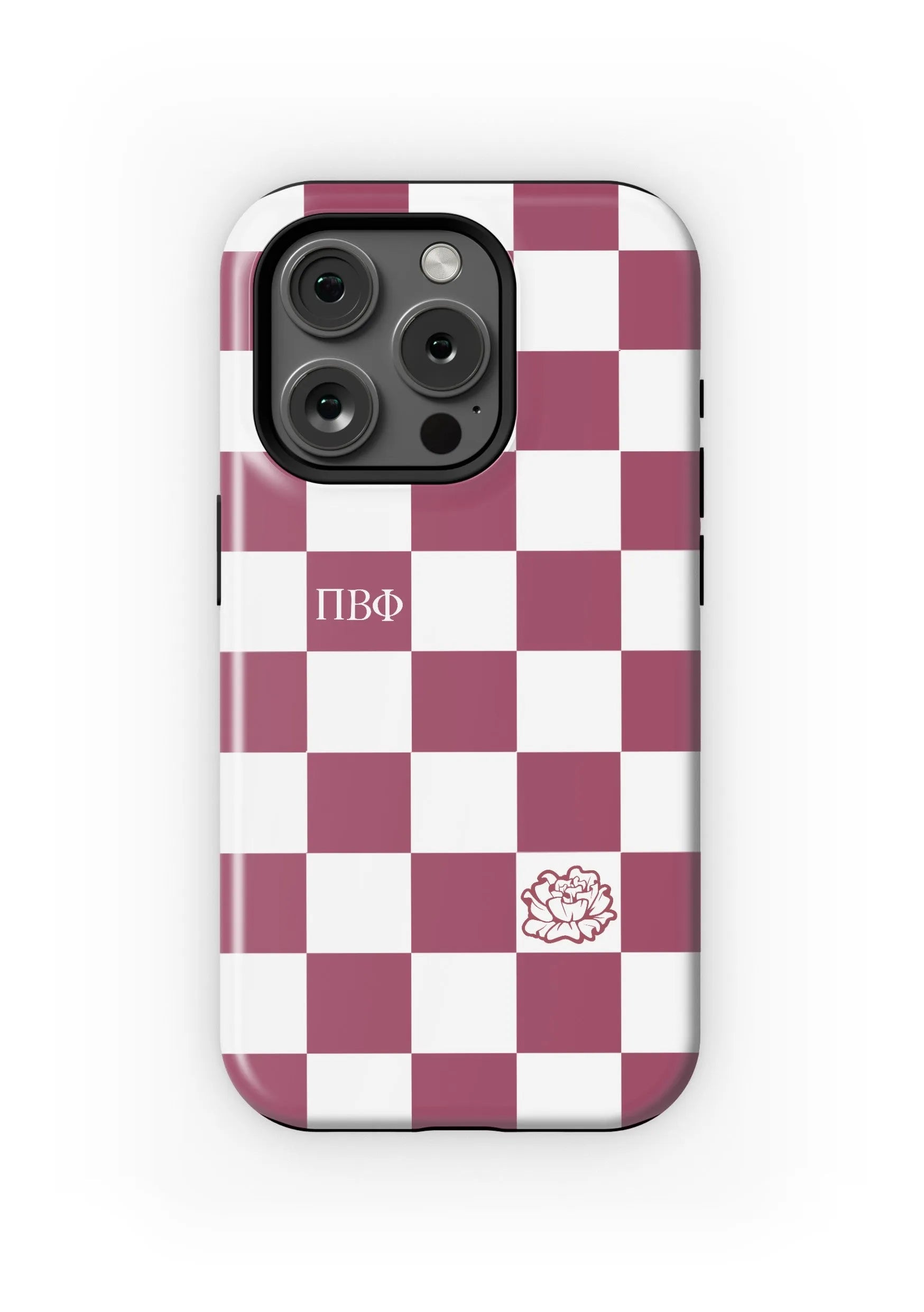 Pi Beta Phi iPhone 16, 15, 14 Mobile Phone Case - Wine Check Matte Mobile Phone Cases