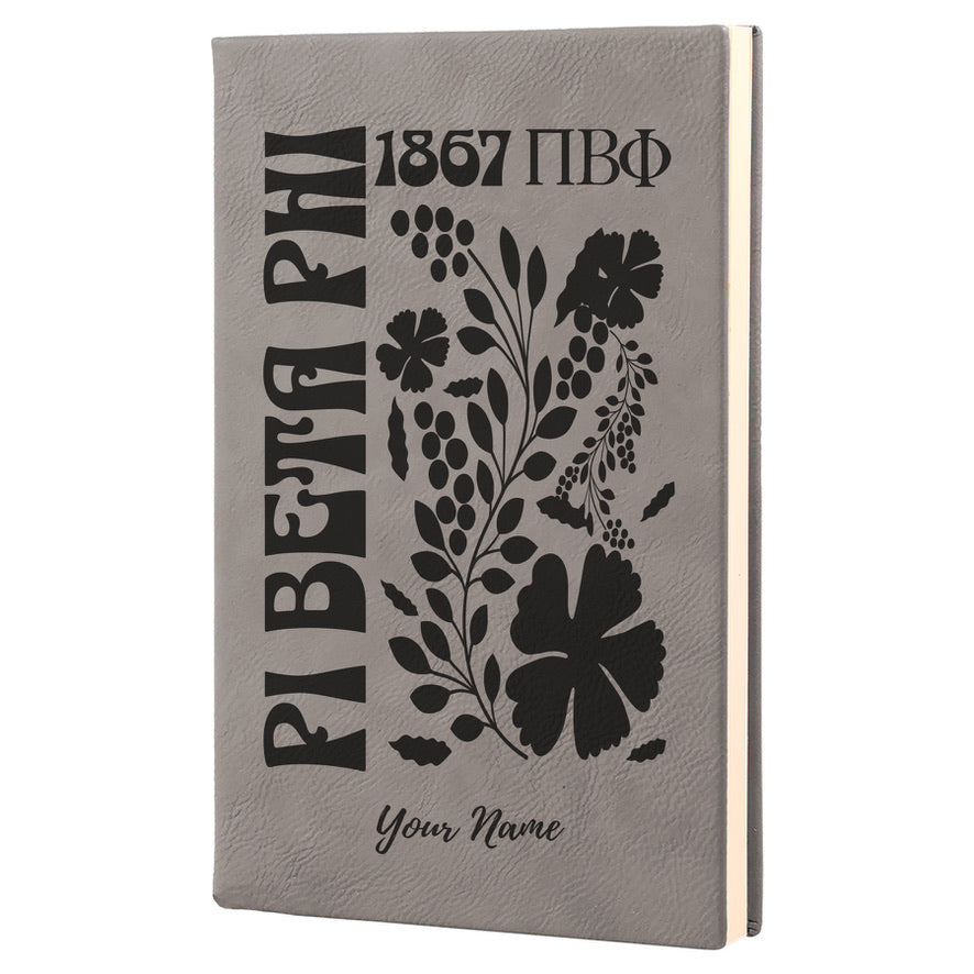 Pi Beta Phi Personalized Leatherette Notebook - Retro Floral | Pi Phi
