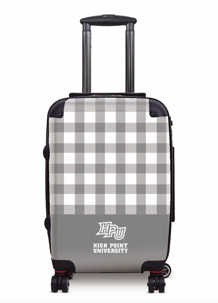 High Point University Carry-On Suitcase - Gingham Silver-Gray Suitcases