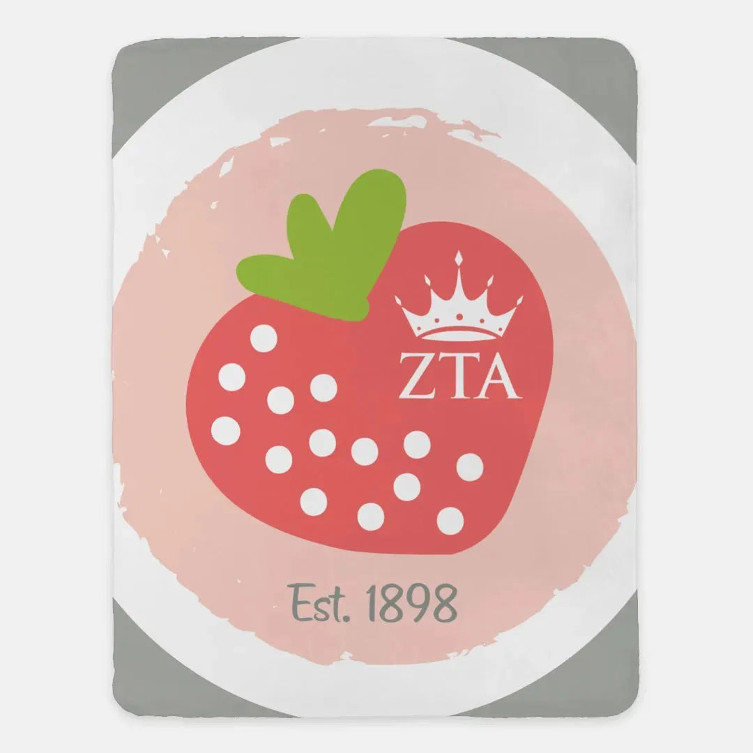 Zeta Tau Alpha XL 60x80 Blanket - Strawberry Throw Blankets