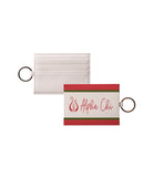 Alpha Chi Omega Vegan Saffiano Leather Keychain Card Holder - Script