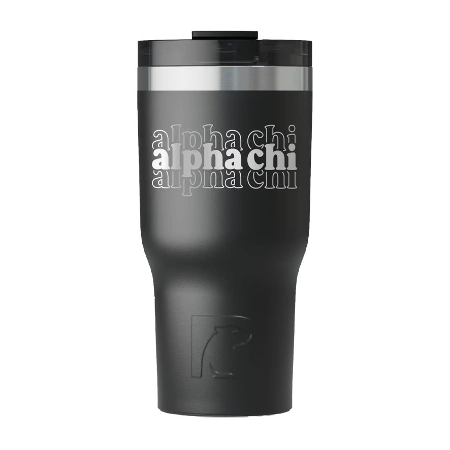 Alpha Chi RTIC 20 oz Essential Tumbler - Stacked Letters