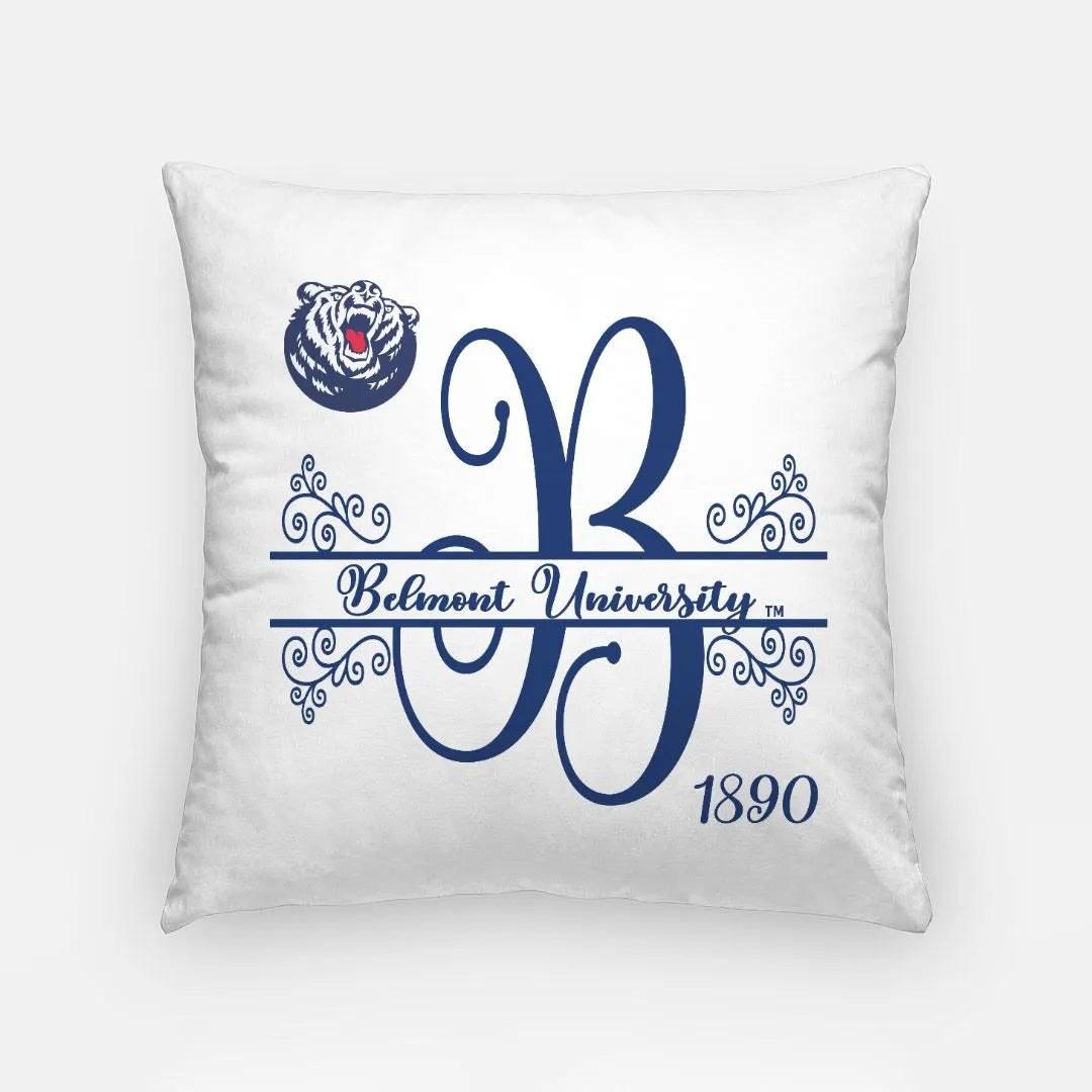 Belmont University Monogram Throw Pillow Cover 18" | Custom Gifts and Decor | Festive Fit Home