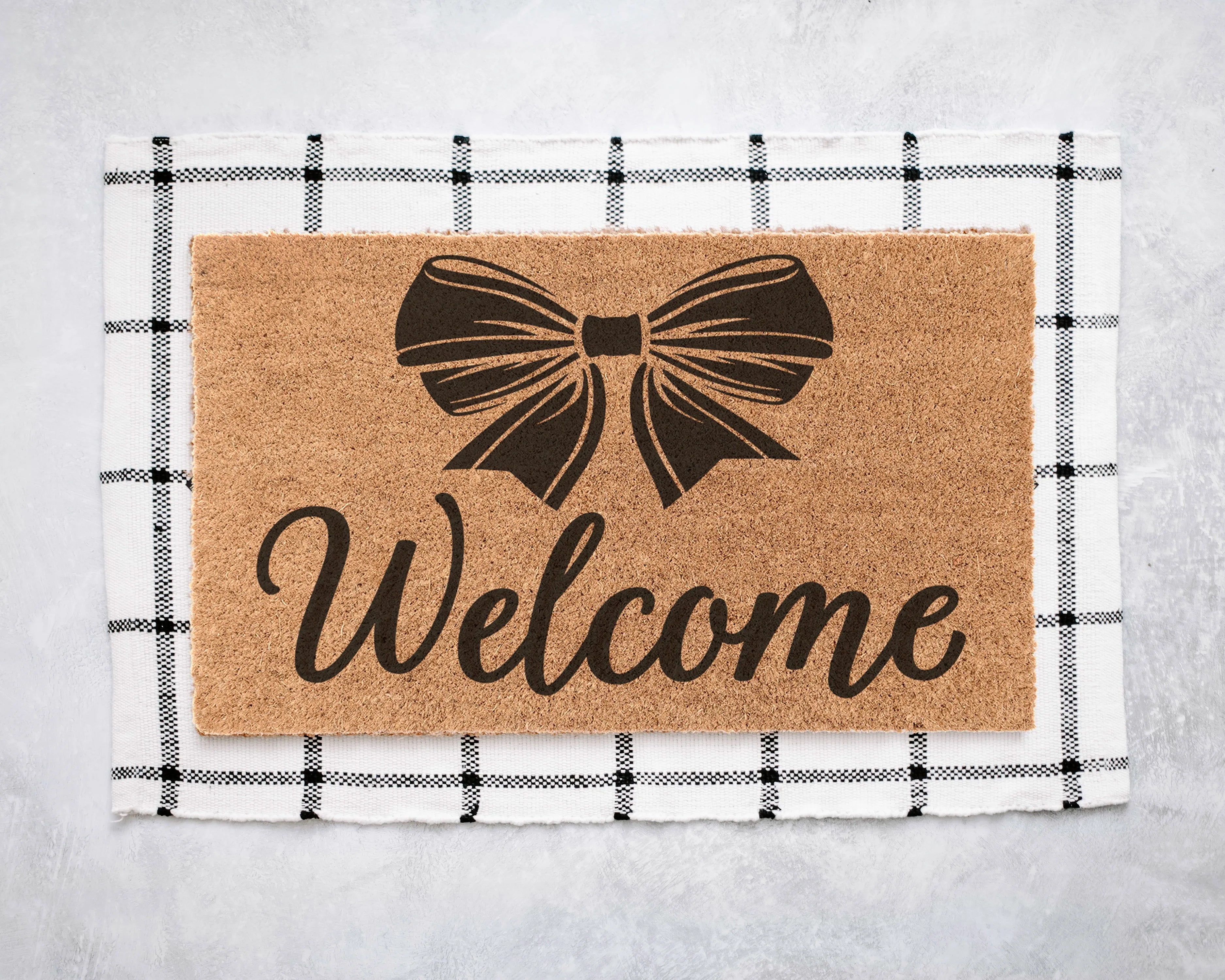 Welcome Bow Coir Doormat Door Mats