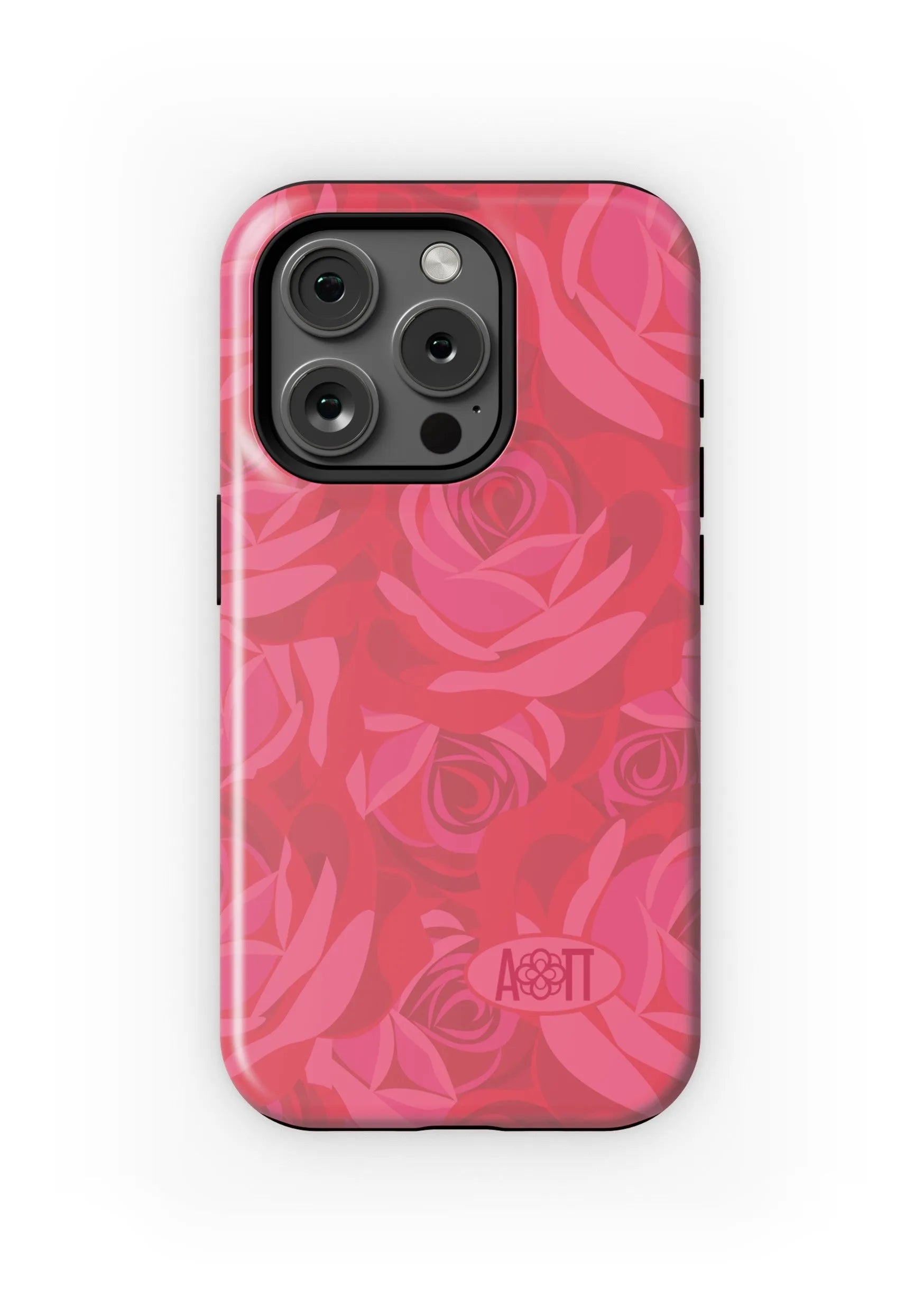 Alpha Omicron Pi iPhone 16, 15, 14 Mobile Phone Case - Rose Pattern | Gifts
