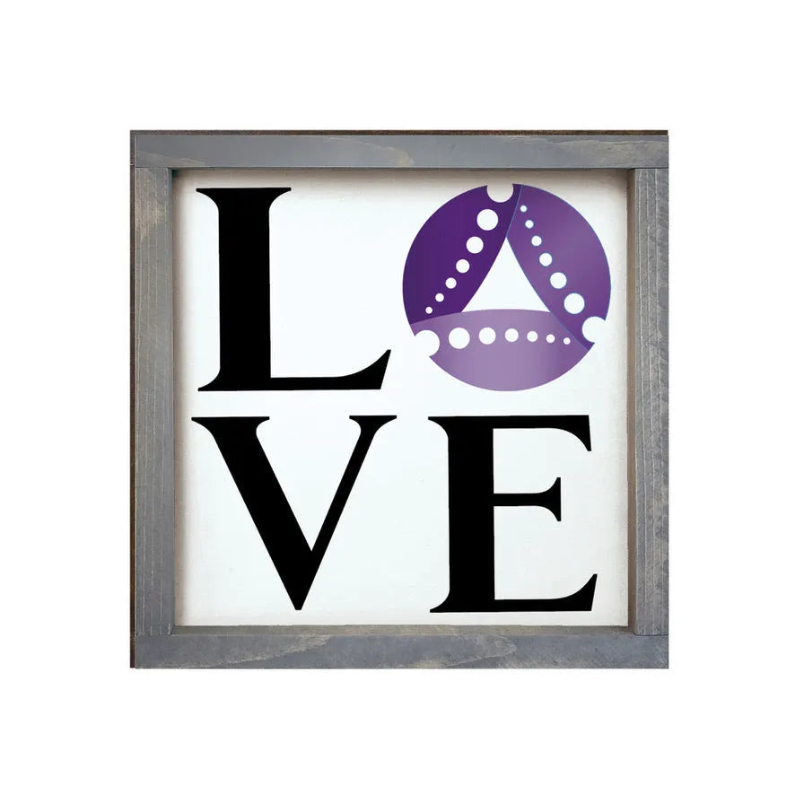 Delta Phi Epsilon 12x12 "LOVE" Wood Framed Sign - Emblem Weathered Gray Wall Art & Signs