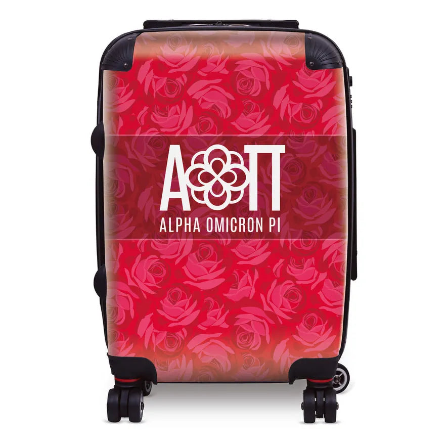 Alpha Omicron Pi 20" Carry-on Suitcase Luggage - Rose Pattern | Gifts