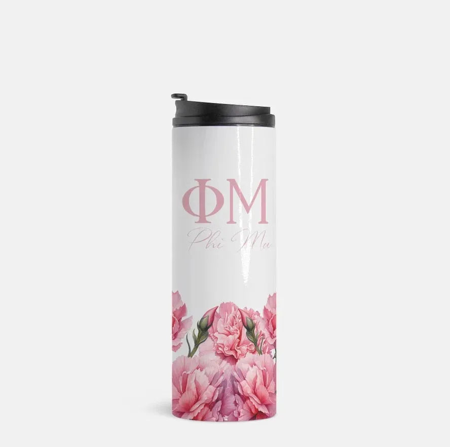Phi Mu Bold Carnations Thermal Tumbler 16 oz. Drinkware