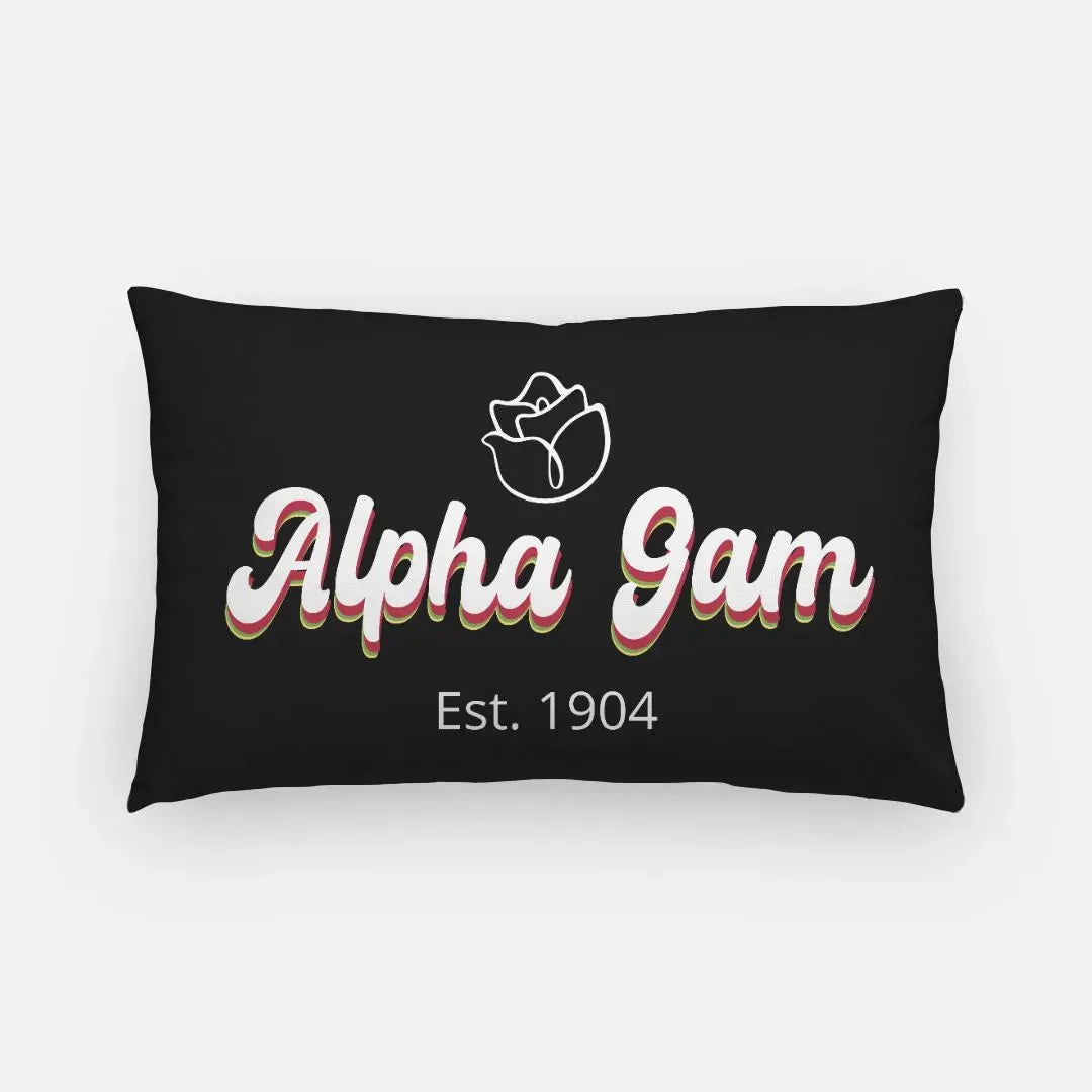 Alpha Gam Lumbar Throw Pillow Cover - Retro Pillow Covers