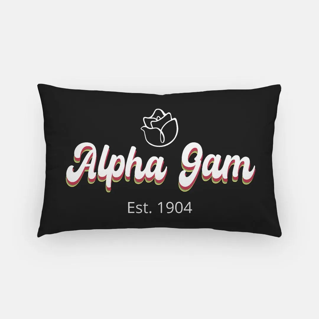 Alpha Gam Lumbar Pillow Cover - Retro | Official Gift Shop | Dorm Decor | Campus Greek Fit