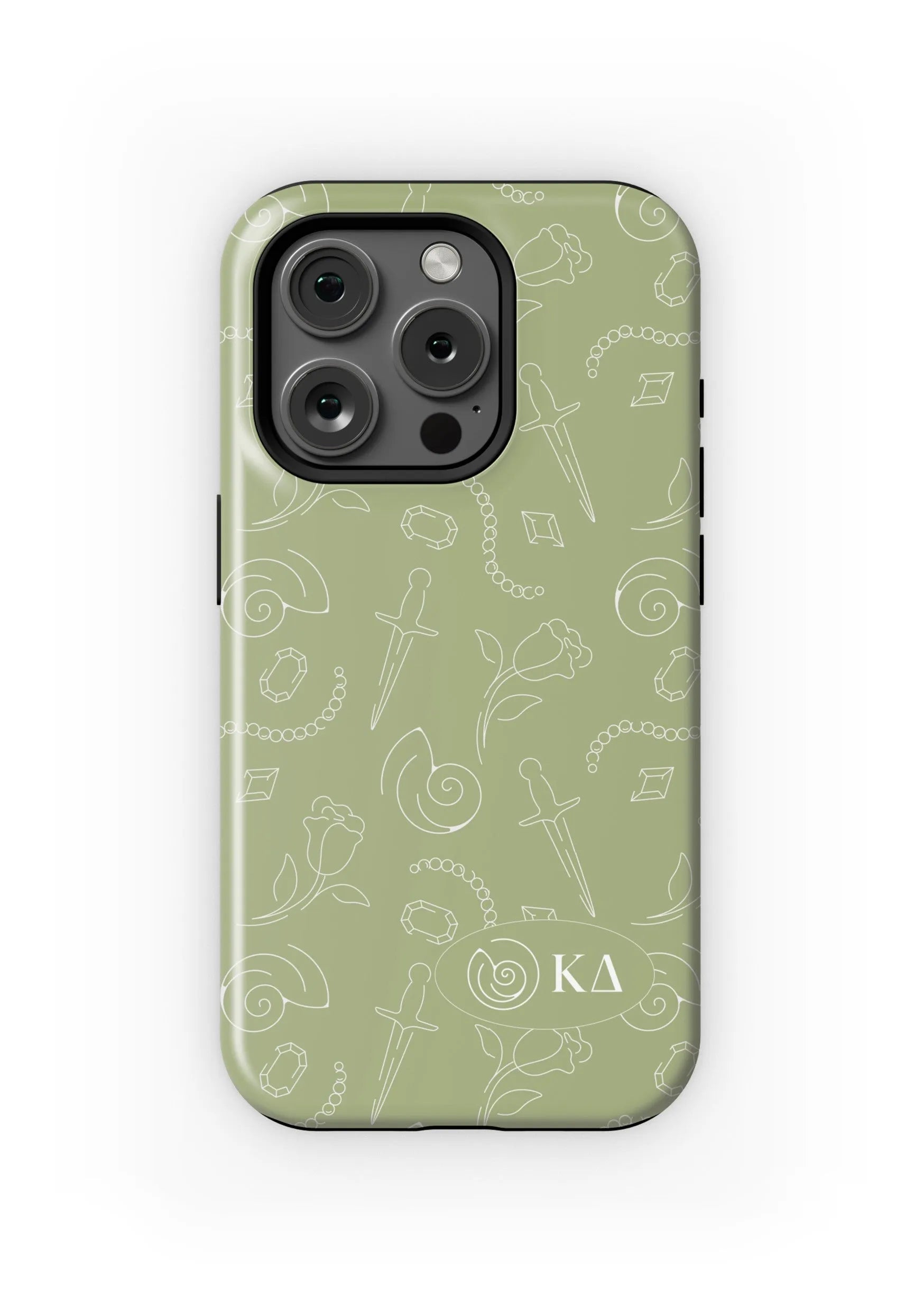 Kappa Delta iPhone 16, 15, 14 Mobile Phone Case Olive Kaydee Icons