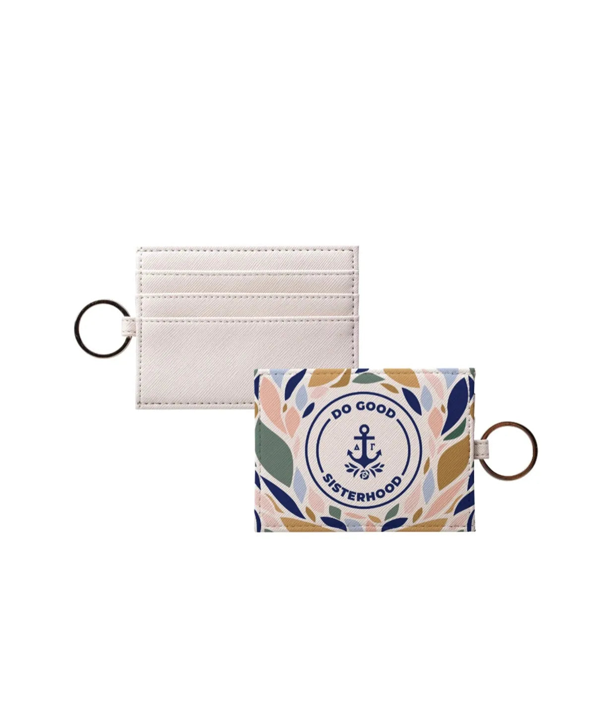 Delta Gamma Vegan Saffiano Leahter Keychain Card Holder - Do Good Sisterhood Travel Wallet