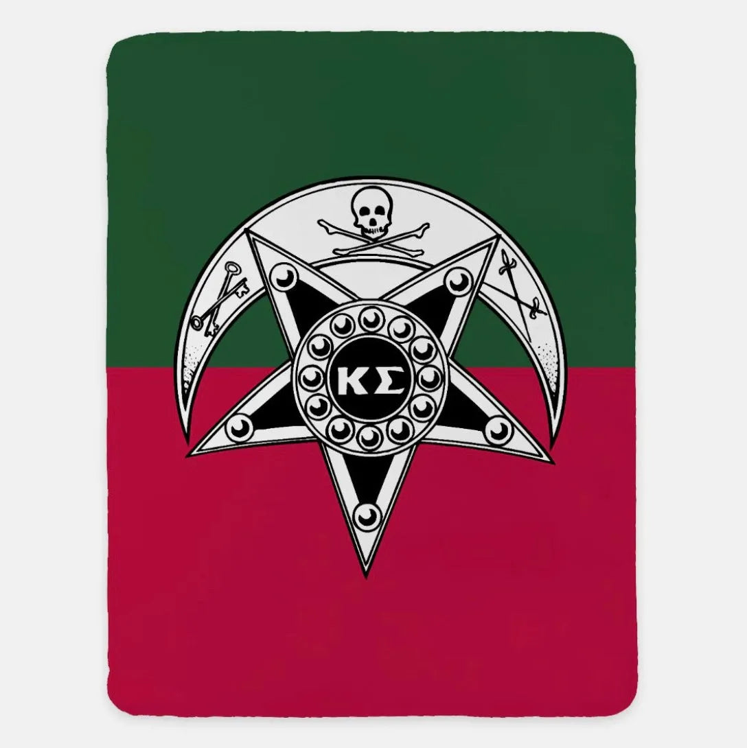 Kappa Sigma XL 60x80 Blanket - Badge Color Block Green Red Throw Blankets