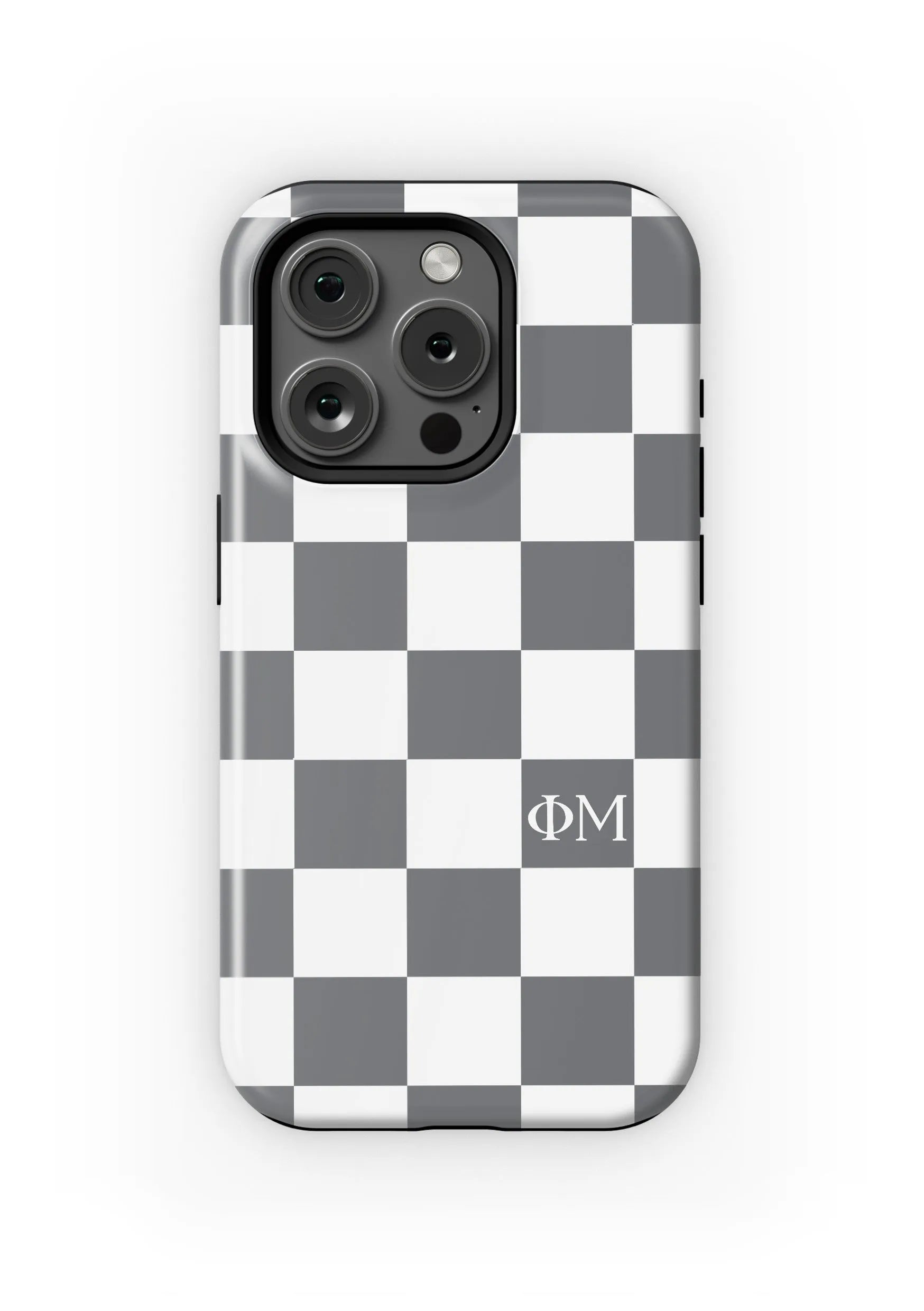 Phi Mu iPhone 16, 15, 14 Mobile Phone Case - Charcoal Check Matte Mobile Phone Cases