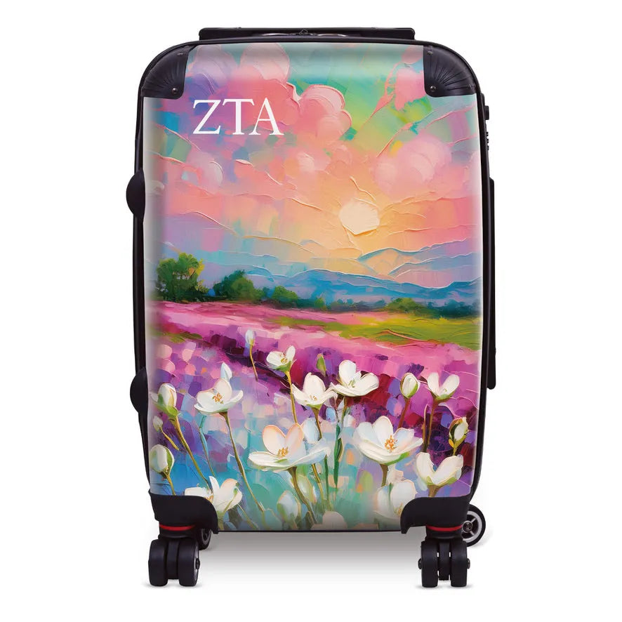 Zeta Tau Alpha  20" Carry-on Suitcase Luggage Bold White Violets | ZTA