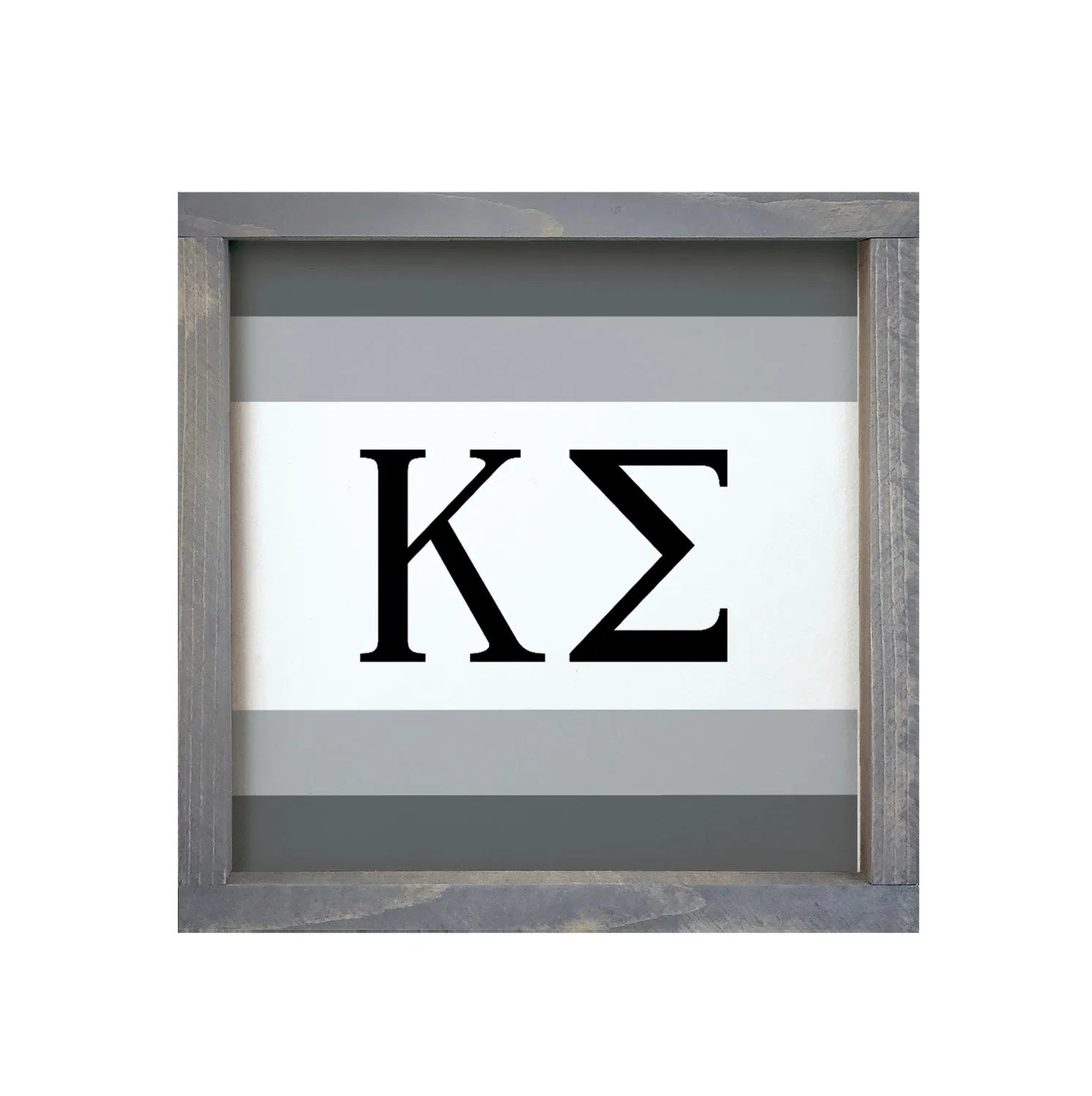 Kappa Sigma 12x12 Wood Framed Sign - Stripes Gray Weathered Gray Wall Art & Signs