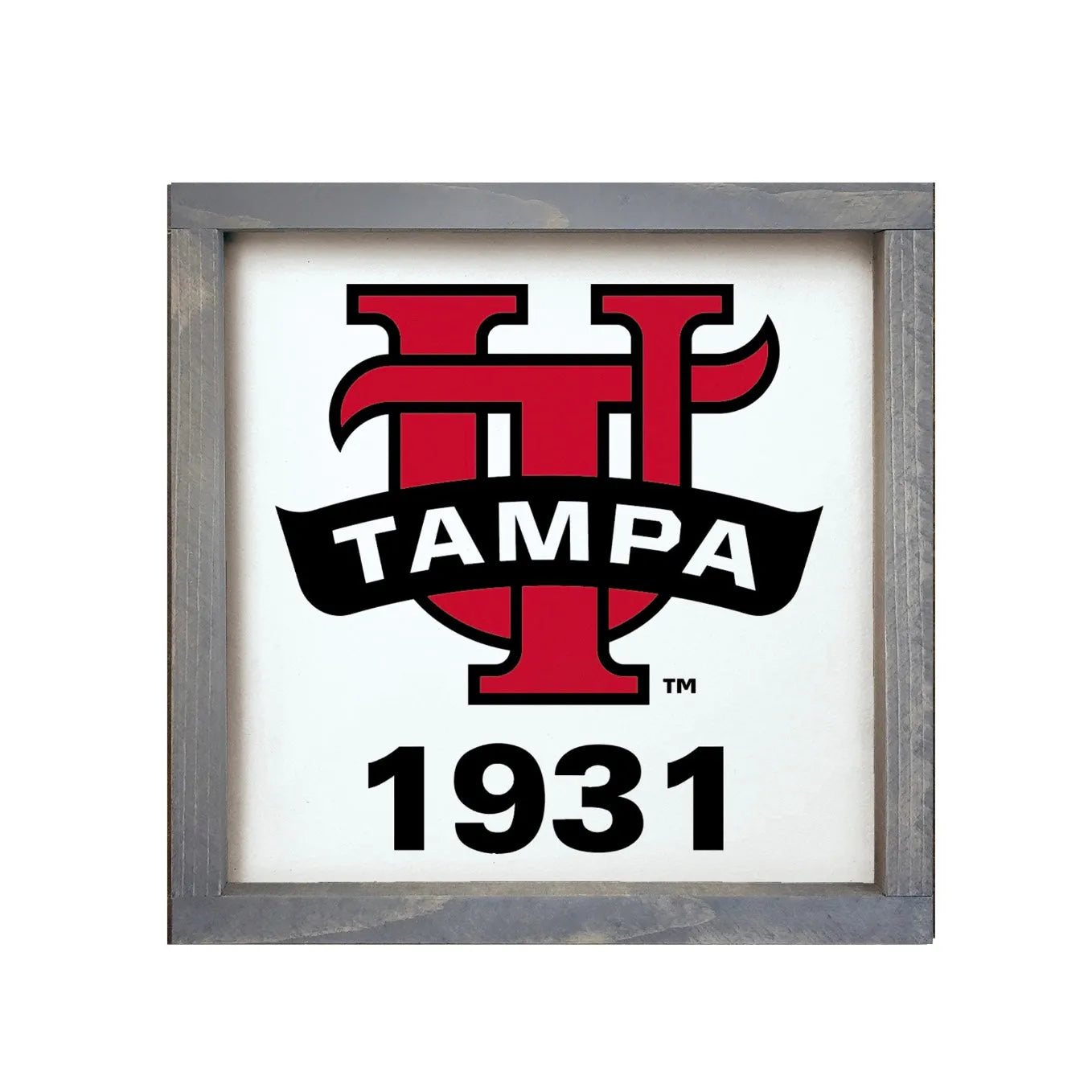 University of Tampa Wood Sign - Interlocking Letters 12"x12" Weathered Gray Wall Art & Signs