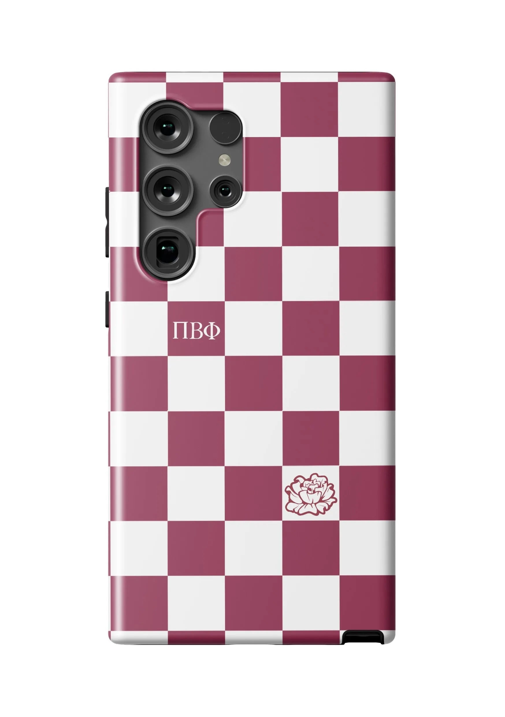 Pi Beta Phi Samsung Galaxy 24, 23 Mobile Phone Case - Wine Check Matte Mobile Phone Cases
