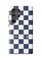 Alpha Xi Delta Samsung Galaxy 24, 23 Mobile Phone Case - Blue Check