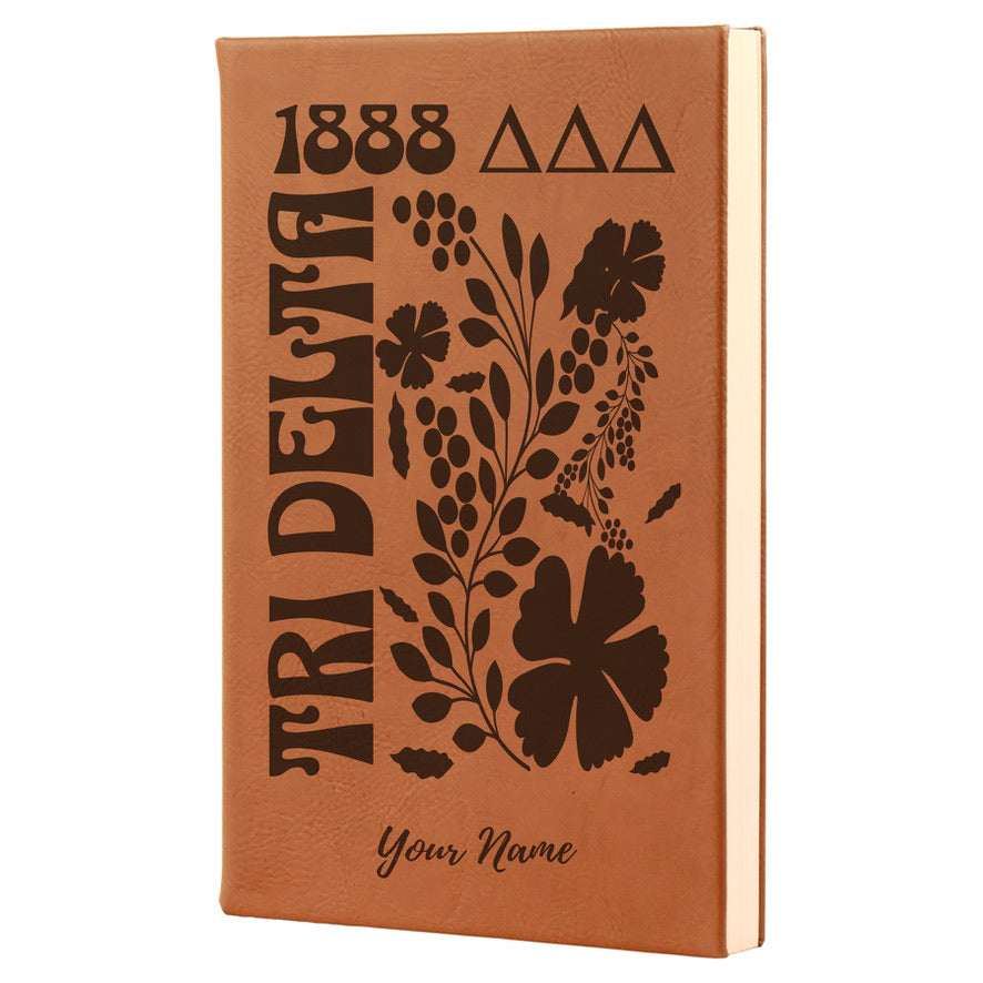 Tri Delta Personalized Leatherette Notebook - Retro Floral