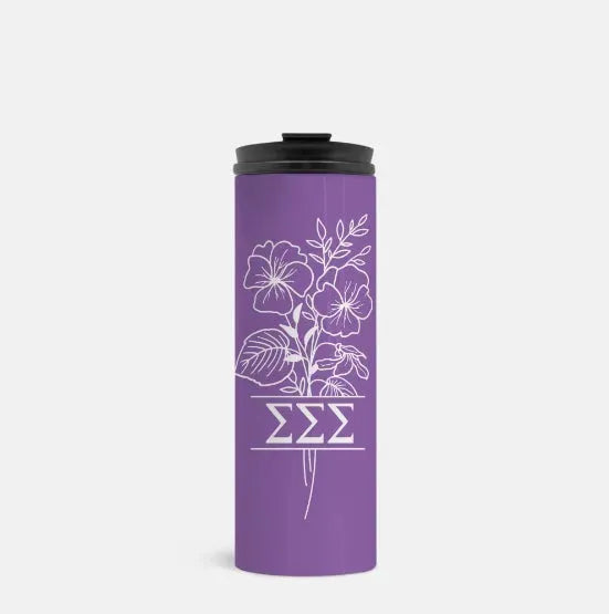 Tri Sigma Thermal Tumbler 16 oz. - Violet Monogram Violet Drinkware