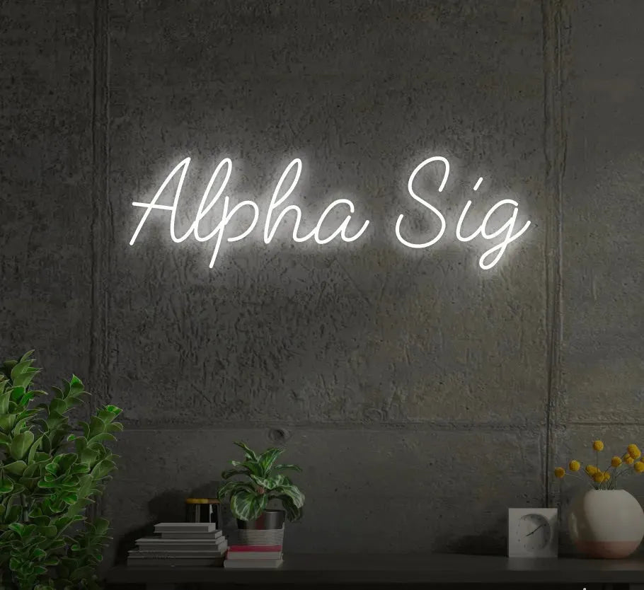 Alpha Sig LED Neon Script Sign w/ Dimmer Neon Signs