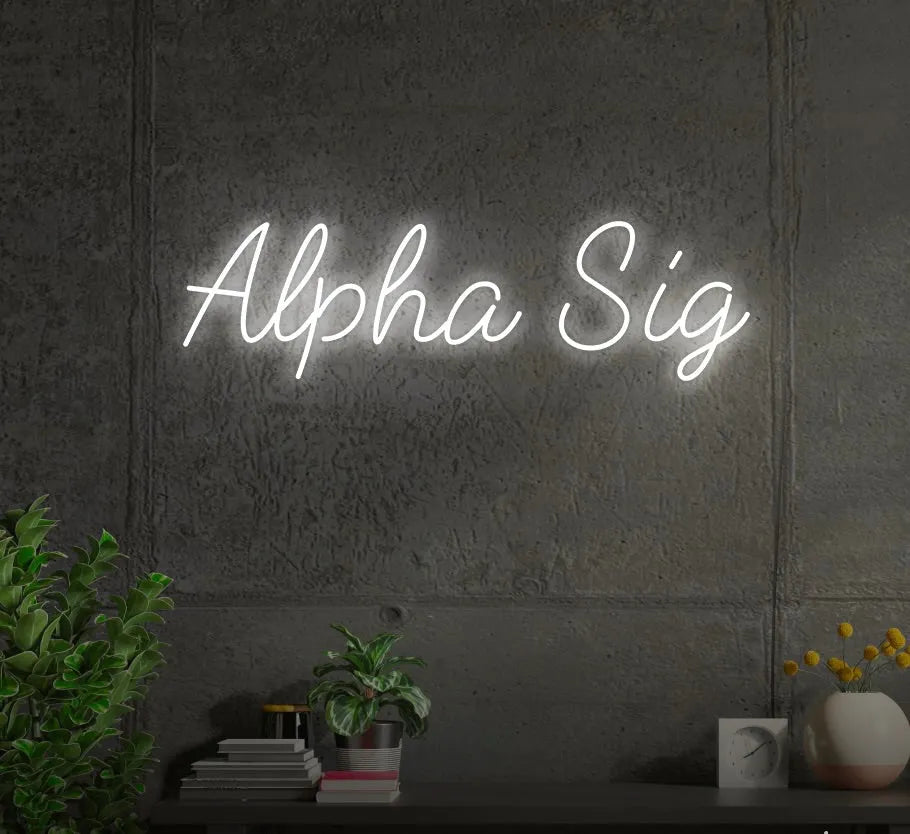 Alpha Sig LED Script Neon Sign | Dorm Decor | Party Sign | Wall Art