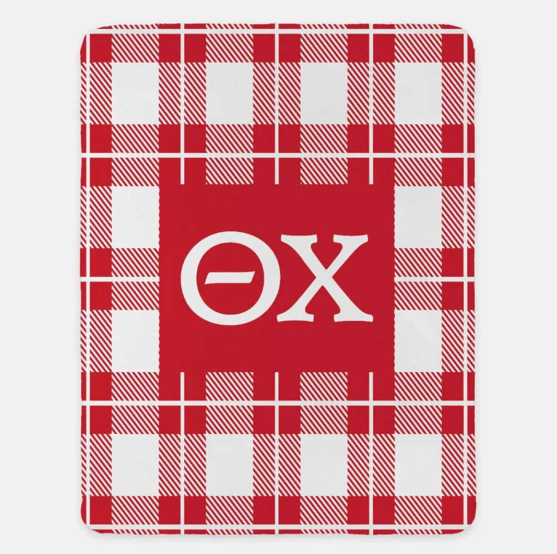 Theta Chi XL 60x80 Sherpa Throw Blanket - Plaid Red Throw Blankets